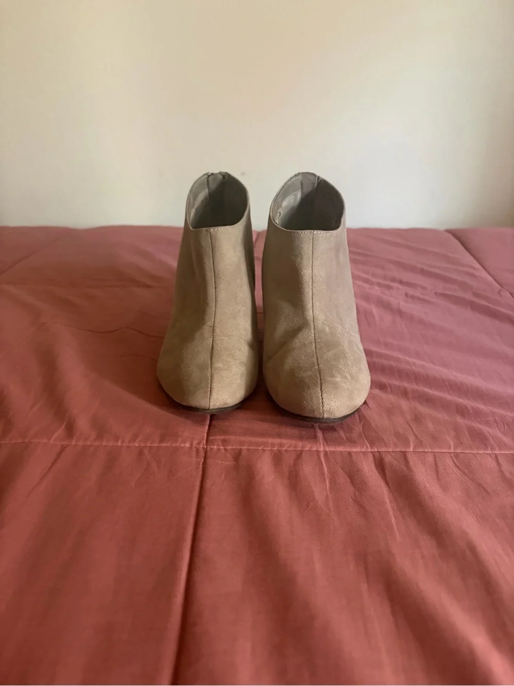 Source Unknown Taupe Suede Tassel Wedge Ankle Boots